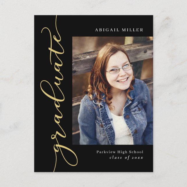 Side Writing Editable Color Graduation Postcard (Front)