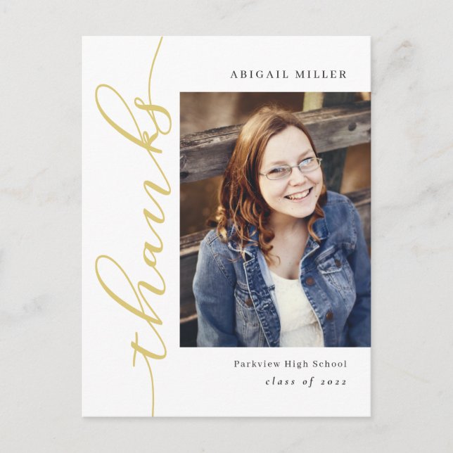 Side Writing Editable Color Thank You Postcard (Front)