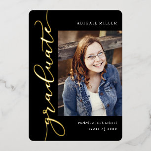 Side Writing Foil Graduation Editable Color Invitation