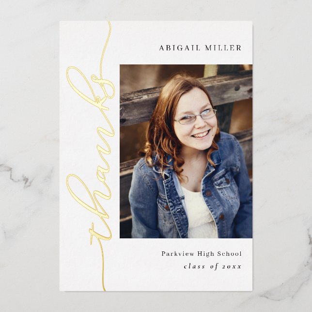 Side Writing Real Foil Graduation Thank You Card (Front)