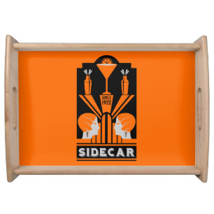 Sidecar Cocktail Art Deco Serving Tray