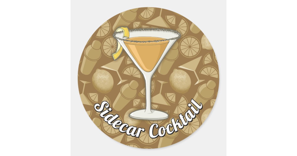 Sidecar Cocktail Classic Round Sticker | Zazzle