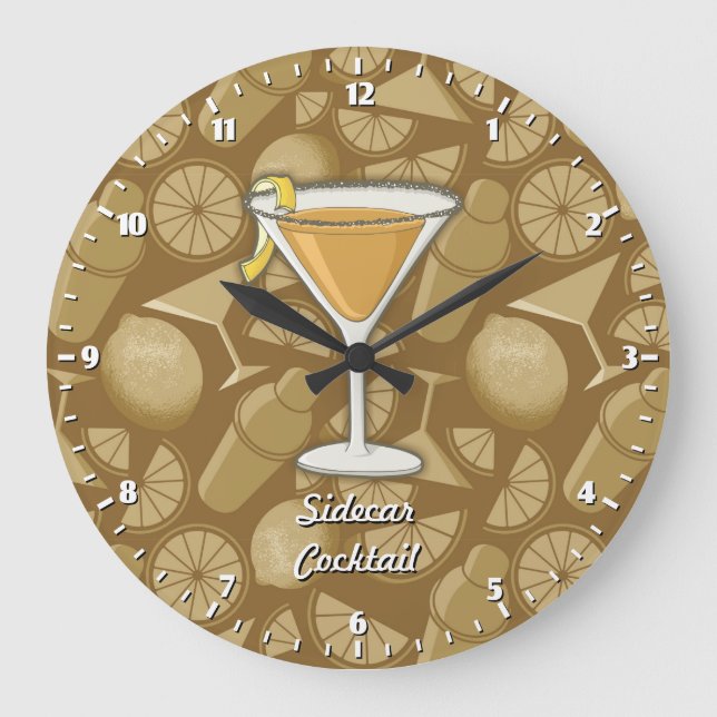 Sidecar cocktail large clock (Front)