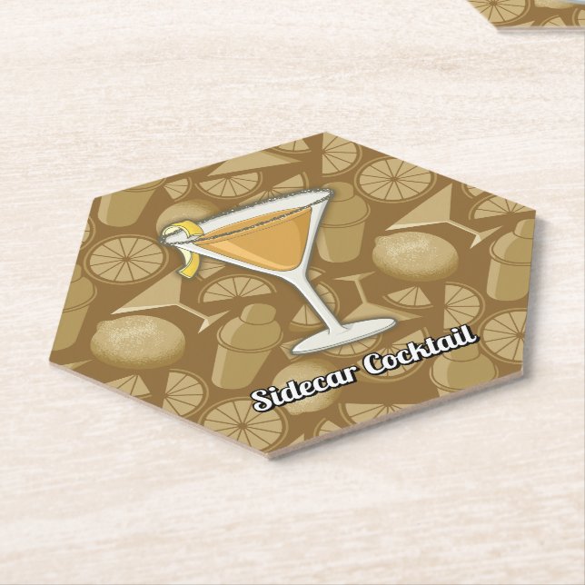 Sidecar Cocktail Paper Coaster (Angled)