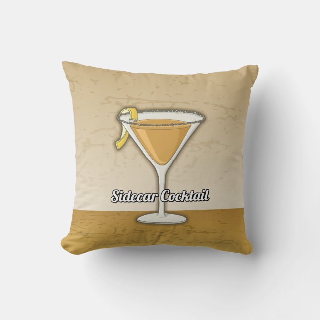Sidecar Cocktail Recipe Throw Pillow (Front)