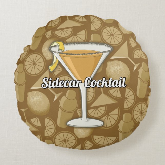 Sidecar Cocktail Round Pillow (Front)