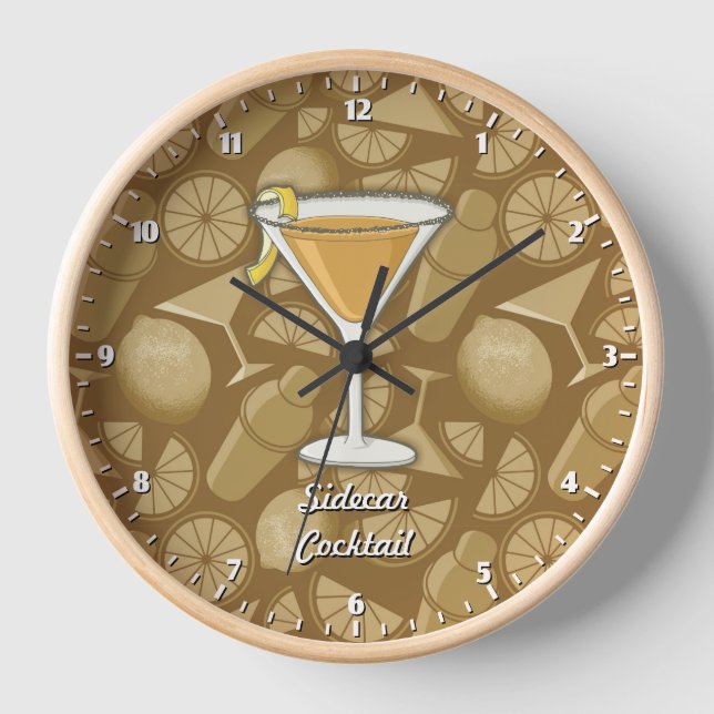 Sidecar cocktail wall clock (Front)