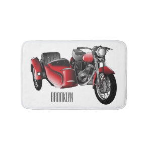 Sidecar motorcycle cartoon illustration  bath mat