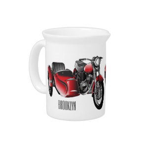 Sidecar motorcycle cartoon illustration beverage pitcher