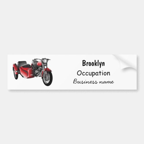 Sidecar motorcycle cartoon illustration  bumper sticker