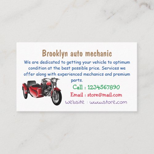 Sidecar motorcycle cartoon illustration  business card