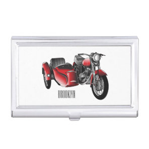 Sidecar motorcycle cartoon illustration  business card case
