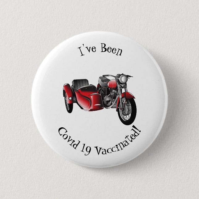 Sidecar motorcycle cartoon illustration  button (Front)