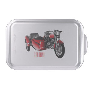 Sidecar motorcycle cartoon illustration  cake pan