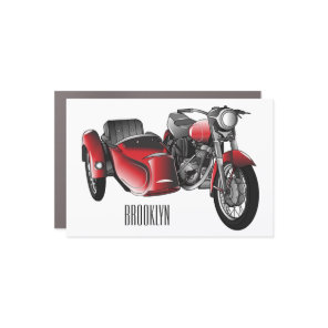 Sidecar motorcycle cartoon illustration  car magnet