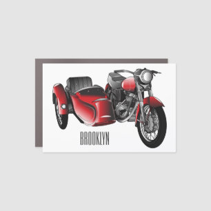Sidecar motorcycle cartoon illustration car magnet