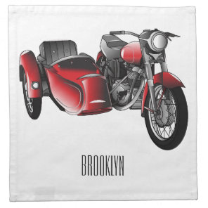 Sidecar motorcycle cartoon illustration  cloth napkin