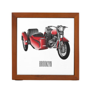 Sidecar motorcycle cartoon illustration  desk organizer