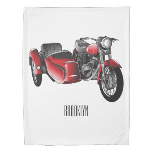 Sidecar motorcycle cartoon illustration  duvet cover