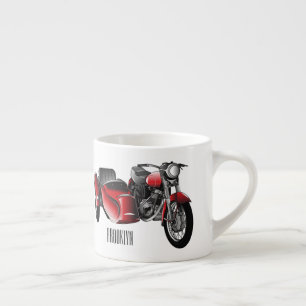 Sidecar motorcycle cartoon illustration espresso cup