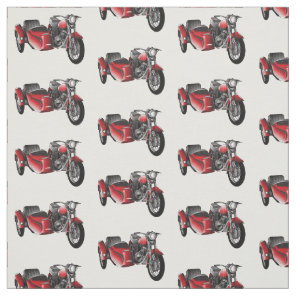 Sidecar motorcycle cartoon illustration  fabric