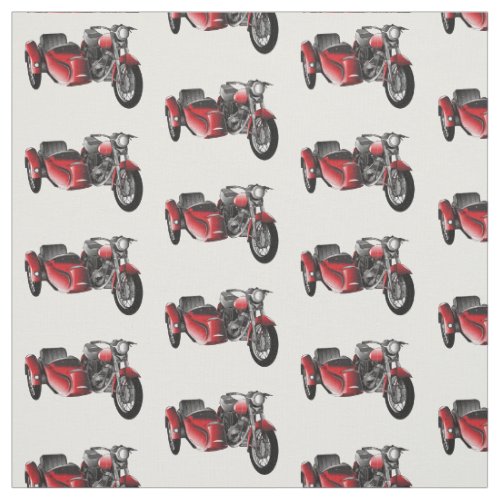 Sidecar motorcycle cartoon illustration  fabric