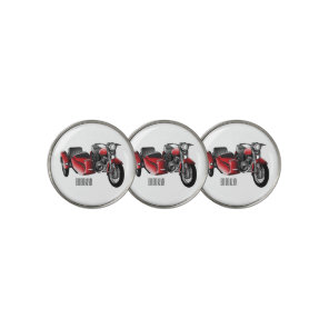 Sidecar motorcycle cartoon illustration  golf ball marker