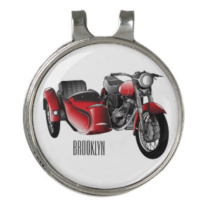 Sidecar motorcycle cartoon illustration  golf hat clip