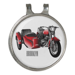 Sidecar motorcycle cartoon illustration  golf hat clip