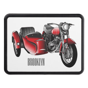Sidecar motorcycle cartoon illustration hitch cover