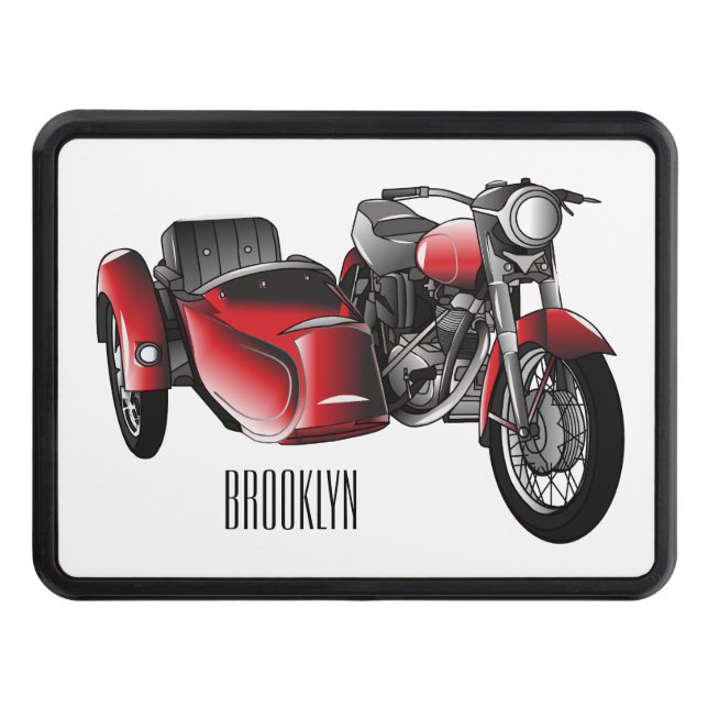 Sidecar motorcycle cartoon illustration  hitch cover (Front)