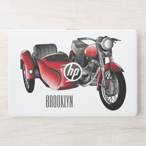 Sidecar motorcycle cartoon illustration  HP laptop skin