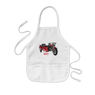 Sidecar motorcycle cartoon illustration kids' apron