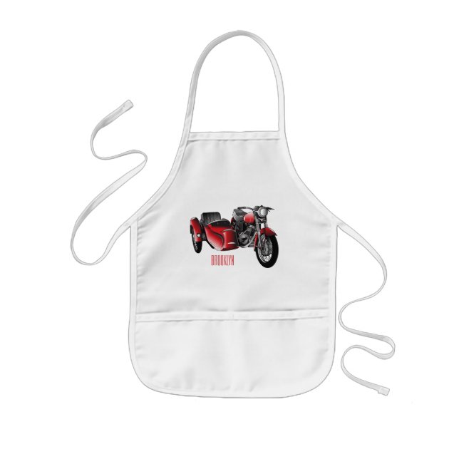 Sidecar motorcycle cartoon illustration  kids' apron (Front)