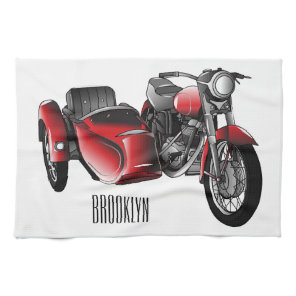 Sidecar motorcycle cartoon illustration  kitchen towel