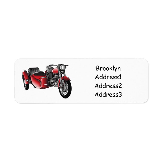 Sidecar motorcycle cartoon illustration  label (Front)