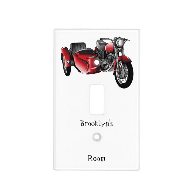 Sidecar motorcycle cartoon illustration  light switch cover (Front)