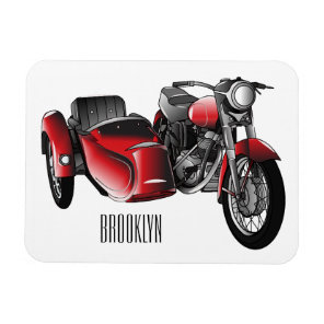 Sidecar motorcycle cartoon illustration  magnet