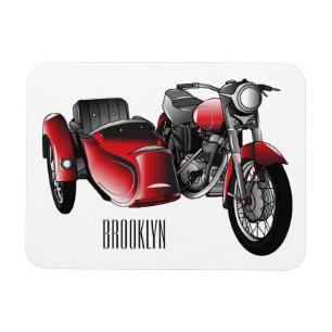 Sidecar motorcycle cartoon illustration magnet