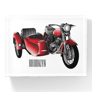 Sidecar motorcycle cartoon illustration  paperweight