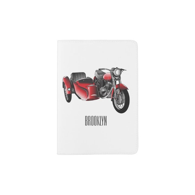 Sidecar motorcycle cartoon illustration  passport holder (Front)