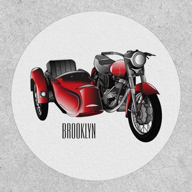 Sidecar motorcycle cartoon illustration  patch (Front)