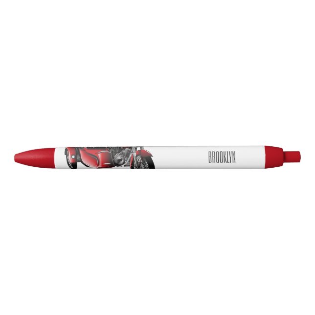 Sidecar motorcycle cartoon illustration  pen (Front)