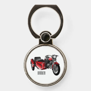 Sidecar motorcycle cartoon illustration phone ring stand