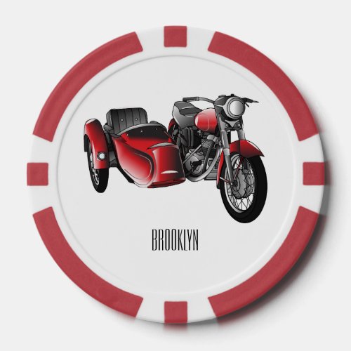 Sidecar motorcycle cartoon illustration  poker chips