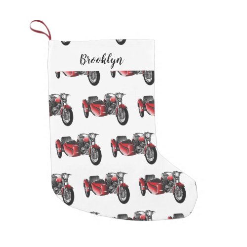 Sidecar motorcycle cartoon illustration  small christmas stocking