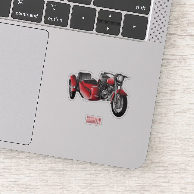 Sidecar motorcycle cartoon illustration  sticker (Detail)