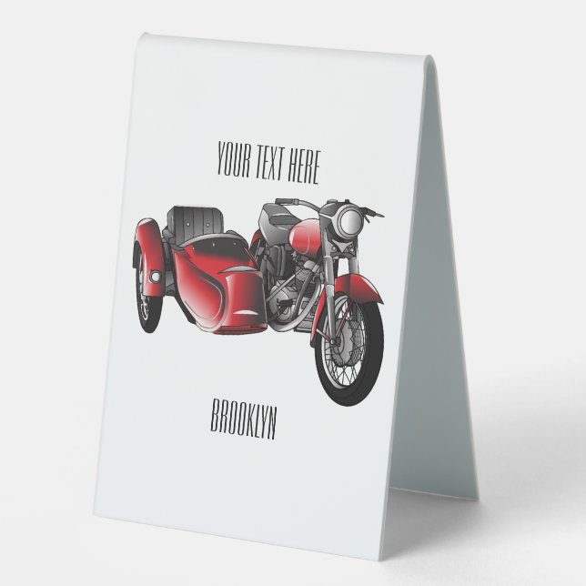 Sidecar motorcycle cartoon illustration  table tent (Front)