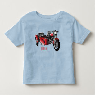 Sidecar motorcycle cartoon illustration toddler t-shirt