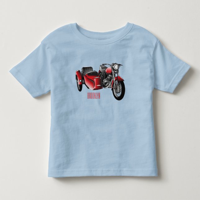 Sidecar motorcycle cartoon illustration  toddler t-shirt (Front)